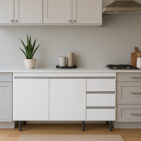 BAJO MESADA 2 PUERTAS 3 CAJONES 120 Cm BLANCO ALUMINIO - comprar online