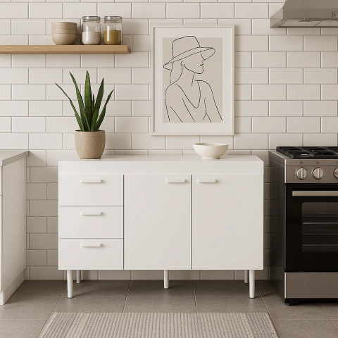 BAJO MESADA 2 PUERTAS 3 CAJONES 120 Cm EXPRESS - comprar online