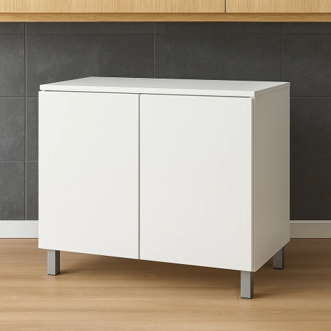 BAJO MESADA 2 PUERTAS 100 Cm POTENZA BLANCO ALUMINIO - comprar online