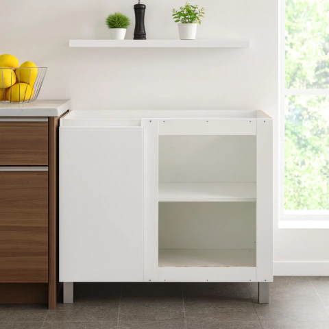 BAJO MESADA ESQUINERO 1 PUERTA 98 Cm POTENZA BLANCO ALUMINIO - comprar online