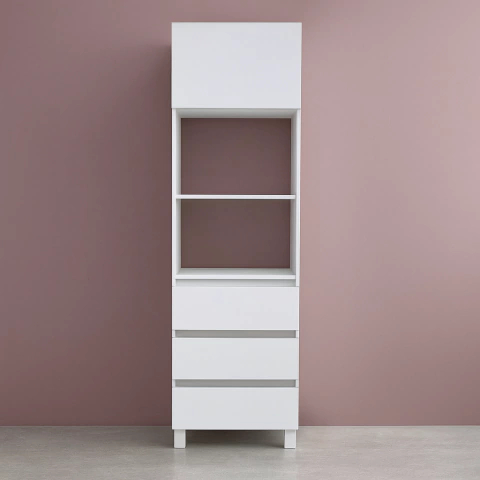 PORTA MICROONDAS MULTIUSO 1 PUERTA 3 CAJONES 60 Cm POTENZA BLANCO ALUMINIO - comprar online