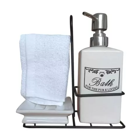 Kit Banheiro 4 peças porcelana (Com toalha) 370ml 