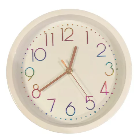 Relógio de Parede Rainbow Branco e Futacor e prata 23cm