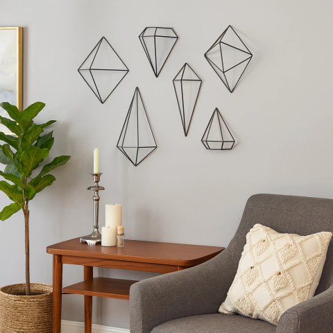 Conjunto Adorno de Parede Prisma 6 Peças Preto - comprar online