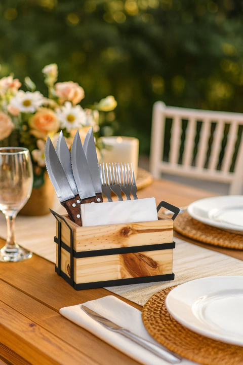 Porta Talheres e Guardanapo Rústico - comprar online