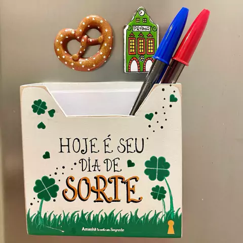 Porta Recado de Imã Geladeira dia de sorte