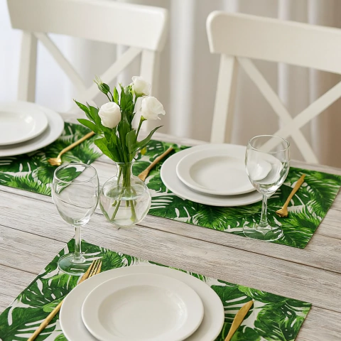 Jogo Americano Verde Algodão Folhas - 2 peças - comprar online