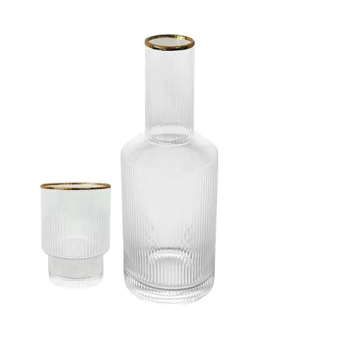 Garrafa e Copo com Fio de Ouro Lines
