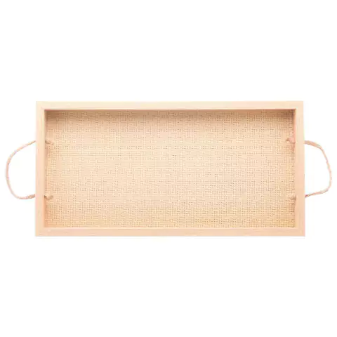 Bandeja Retangular Mdf fundo palha e Alça 40cm