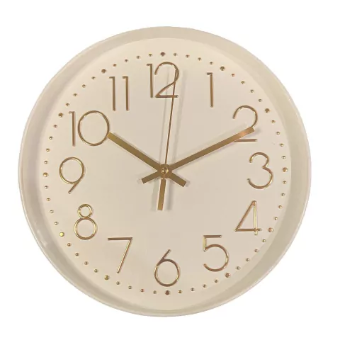 Relógio de Parede Branco e Dourado 30,5cm