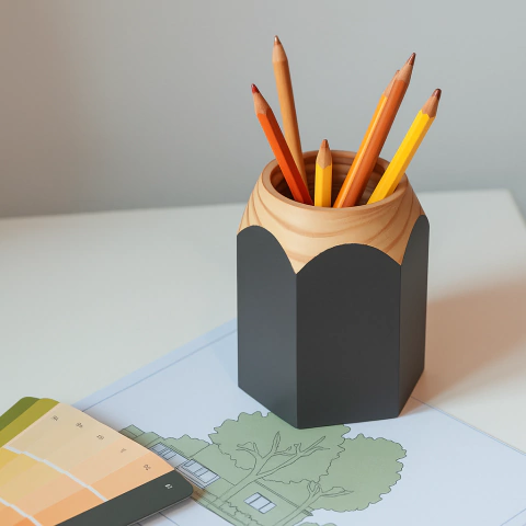 Porta Caneta Lápis Cinza - comprar online