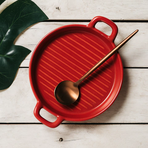 Mini Travessa de Porcelana Nórdica Vermelho Matt 20cm - comprar online