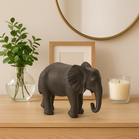Escultura Elefante em Poliresina Preta - comprar online