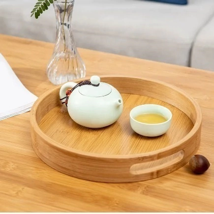 Bandeja em Bambu Redonda com Alça 35cm