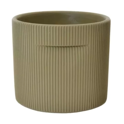 Cachepot Lines Cimento 14x12x14cm Verde