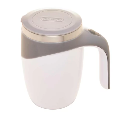Caneca Mixer de Aço Inox com Tampa Branca 440ml