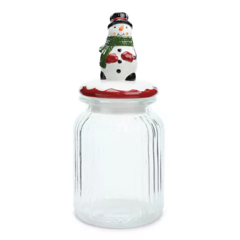 Pote de Vidro Boneco de Neve 1000mL