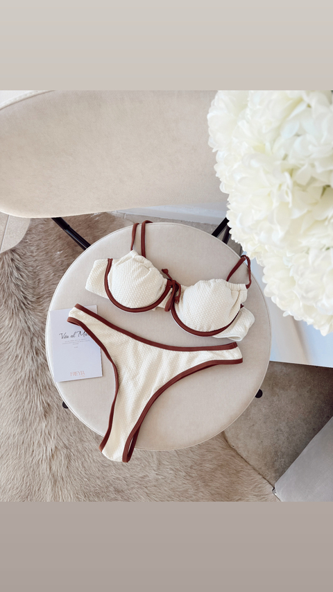 Bikini Nápoles crema c/marron - comprar online