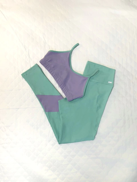 Legging Diana azul piscina com detalhe lavanda