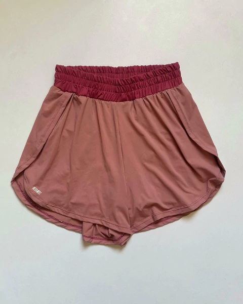 Short duplo com bolso Andressa Rosa seco com rosê