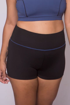 Short Vanessa Preto com detalhe Azul marinho - comprar online