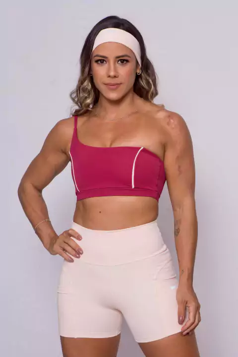 Short Carol Rosa suave com bolso