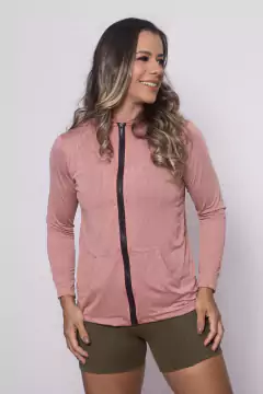 Casaco manga longa rosê com bolso na internet