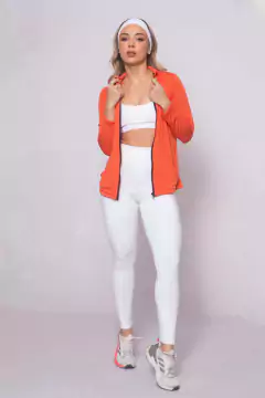 Casaco manga longa laranja com bolso - loja online