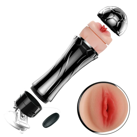 Masturbador Vagina Realista com Vibração e Ventosa - Formato Taça
