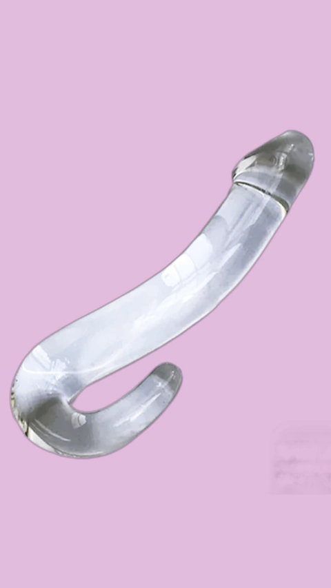 Plug Dildo de Vidro Liso com Curva