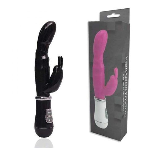 Vibrador Rabbit Com Estimulador Clitoriano de Silicone 8 Vibrações - Recarregável USB