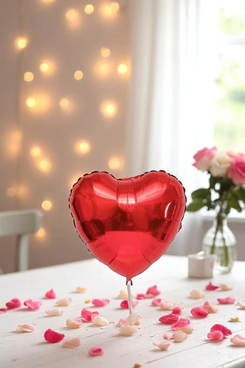 Balão de Coração Metalizado, Simples - Tam PP