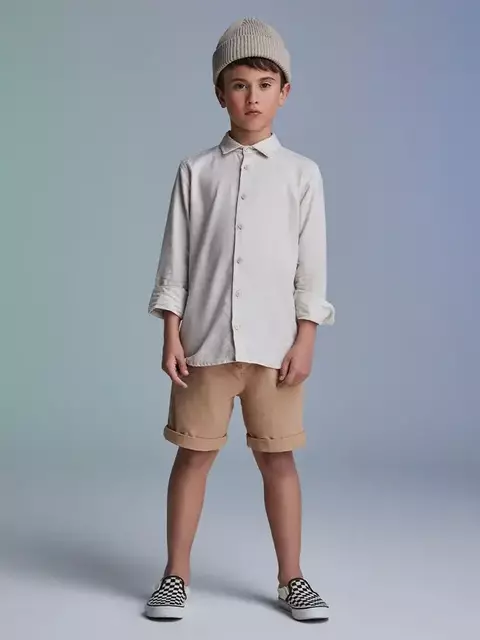 CAMISA SOCIAL MANGA LONGA AREIA