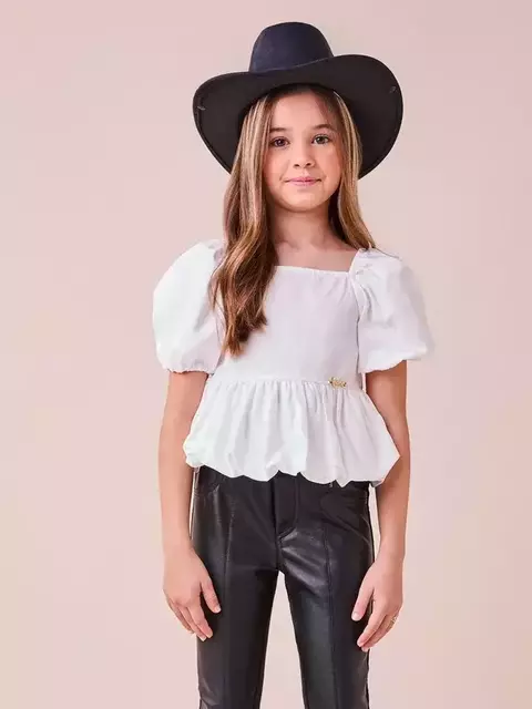 Blusa Balonê com Mangas Bufantes