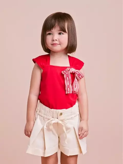 Blusa Infantil Vermelha com Laço