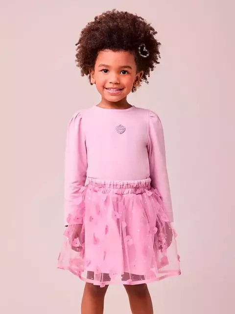 Conjunto Rosa de Tule com Coração