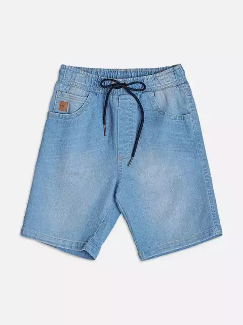 Bermuda Jeans Azul com Cadarço