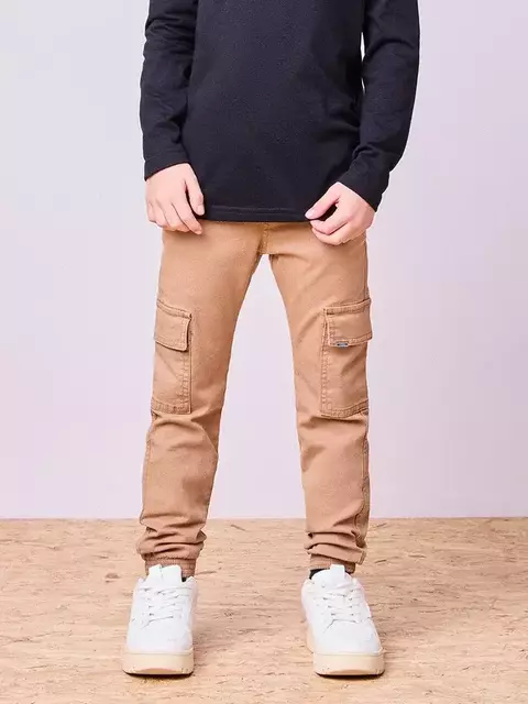 CALÇA DE SARJA COM BOLSO CARGO