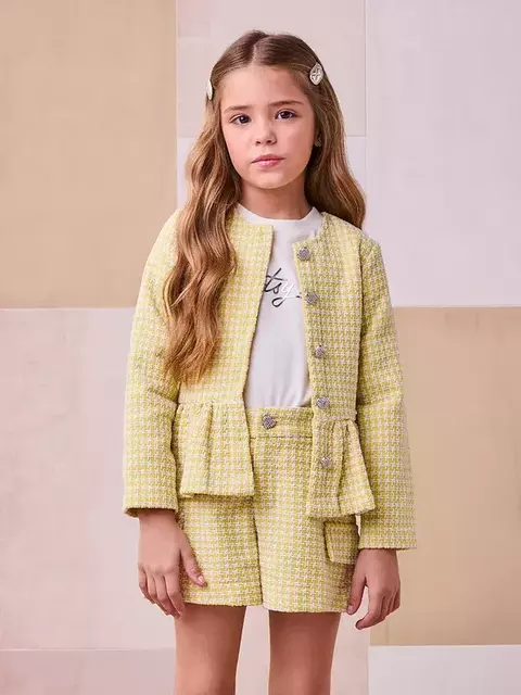 Casaco de Tweed Amarelo com Brilho