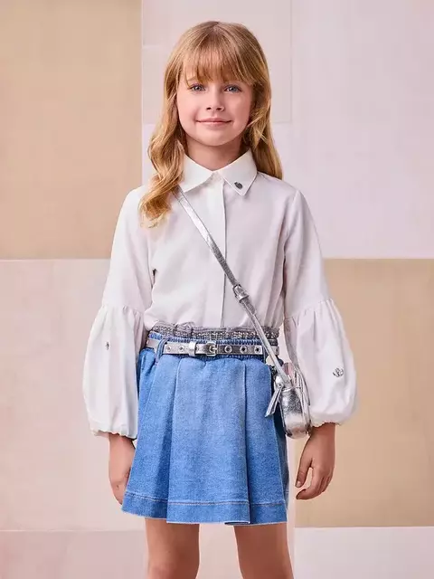 Camisa Off White com Mangas Bufantes