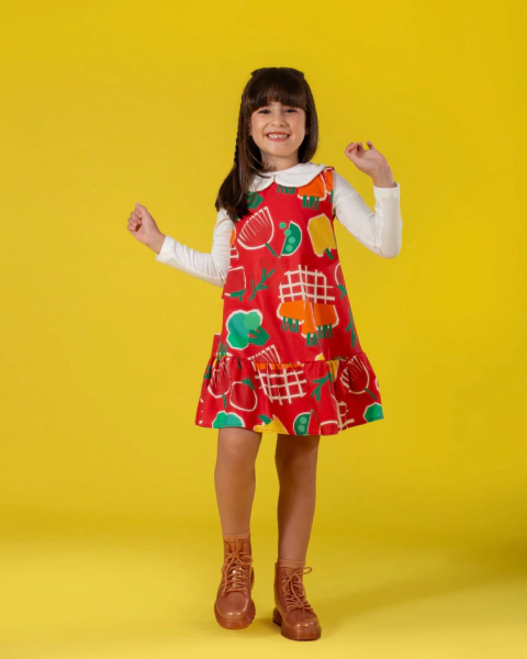 CONJUNTO ESTAMPA LEGUMES NUTRITIVOS VERMELHO