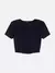 Blusa Cropped Preta Manga Curta - comprar online