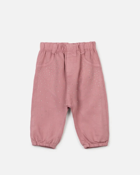 CALÇA ROSA COM STRASS
