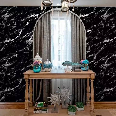 PLACA MARMORIZADA AUTOCOLANTE PRETA 1.20M X 3.00M