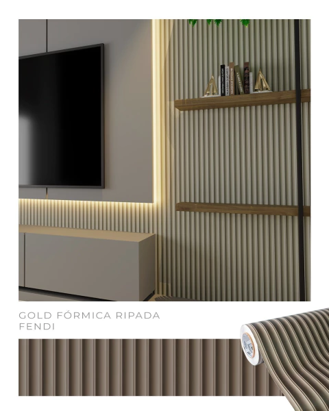 VINIL ADESIVO GOLD FORMICA FENDI 1.22M LARGURA