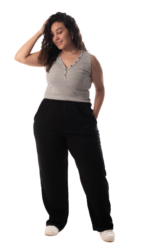 PANTALON RECTO DE LINO CON BOLSILLOS TALLE DEL 7 AL 16