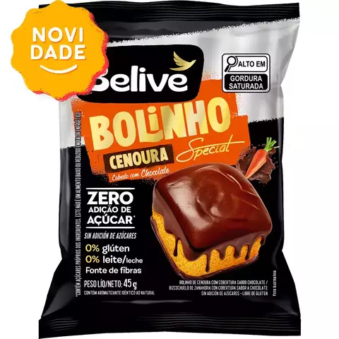 Bolinho Belive Cenoura com Cobertura Zero Açúcar 45g - comprar online