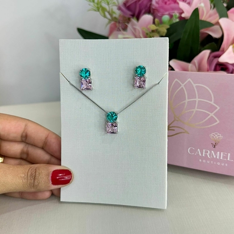 Conjunto duplo verde e rosa - comprar online