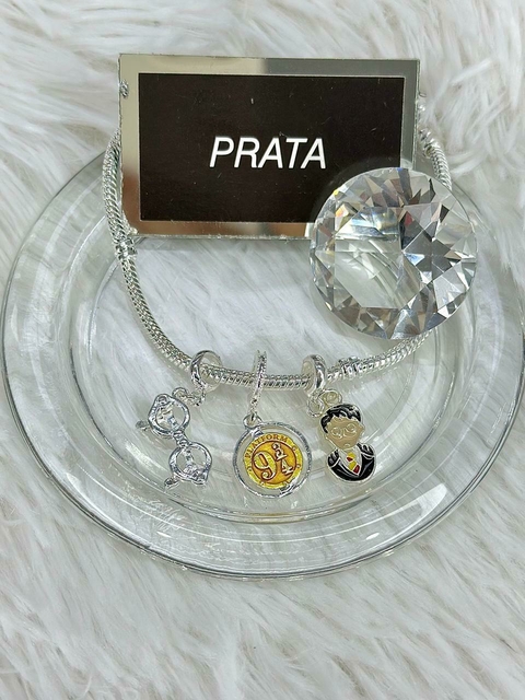 Pulseira com berloque Harry potter, óculos e plataforma 9 3/4