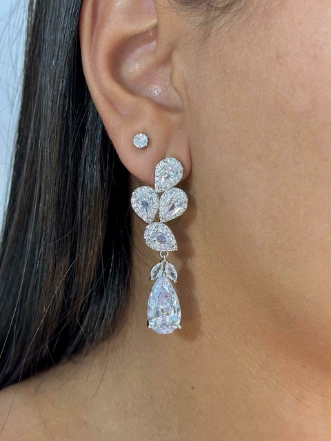 Brinco de Festa, Noiva, madrinha, casamento gotas com pedrarias em zirconias - comprar online